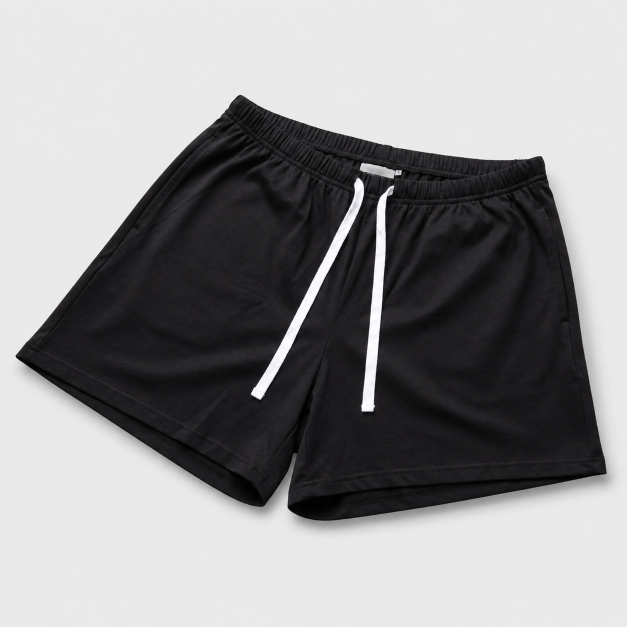 Casual Stretch Drawstring Lounge Shorts - Black