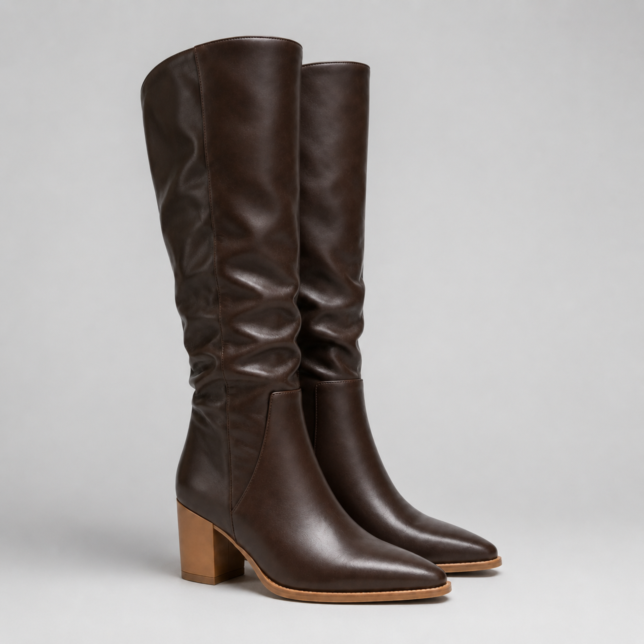 Premium Slouchy Knee-High Block Heel Boots - Size 11