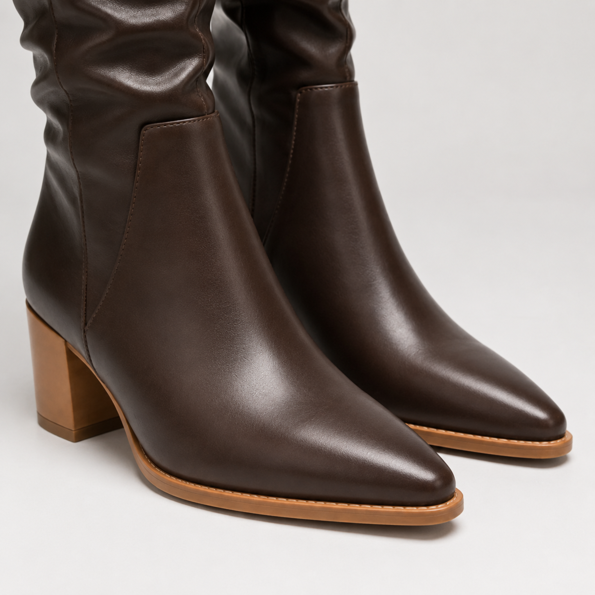 Premium Slouchy Knee-High Block Heel Boots - Size 11