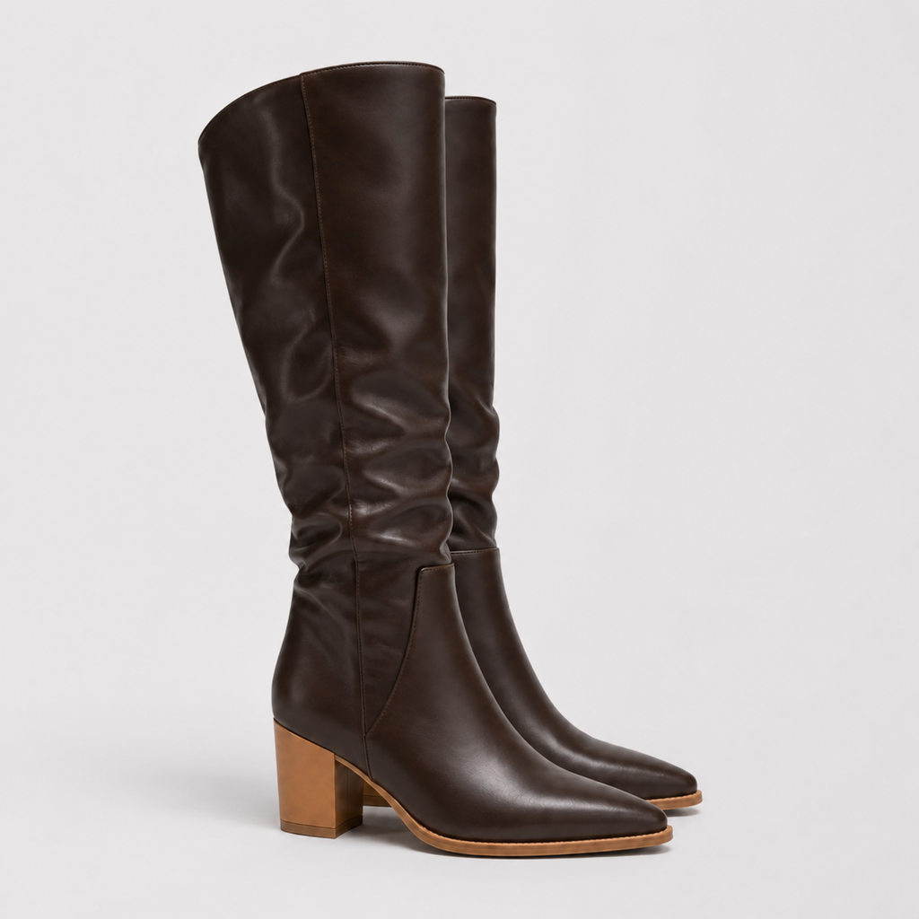 Premium Slouchy Knee-High Block Heel Boots - Size 11