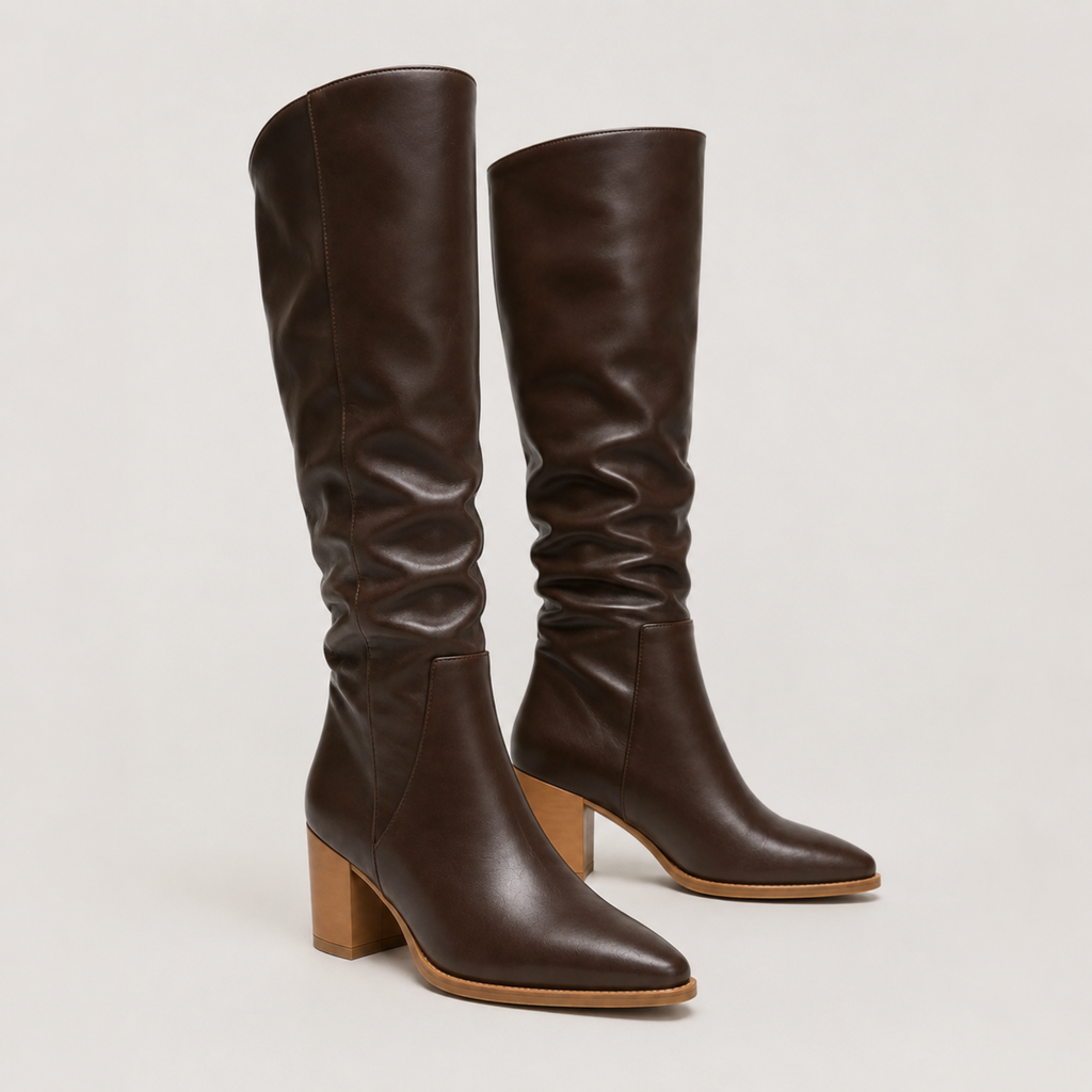 Premium Slouchy Knee-High Block Heel Boots - Size 11