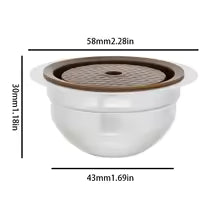For Vertuo Stainless Steel Capsule Shell with Silicone Cover, 4 Barcode Stickers and a Circulating Powder Filter Are Included