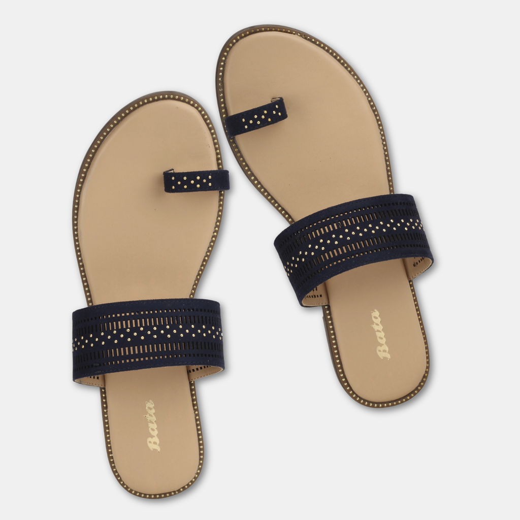 Women's Bata Embellished Toe Ring Flat Slippers