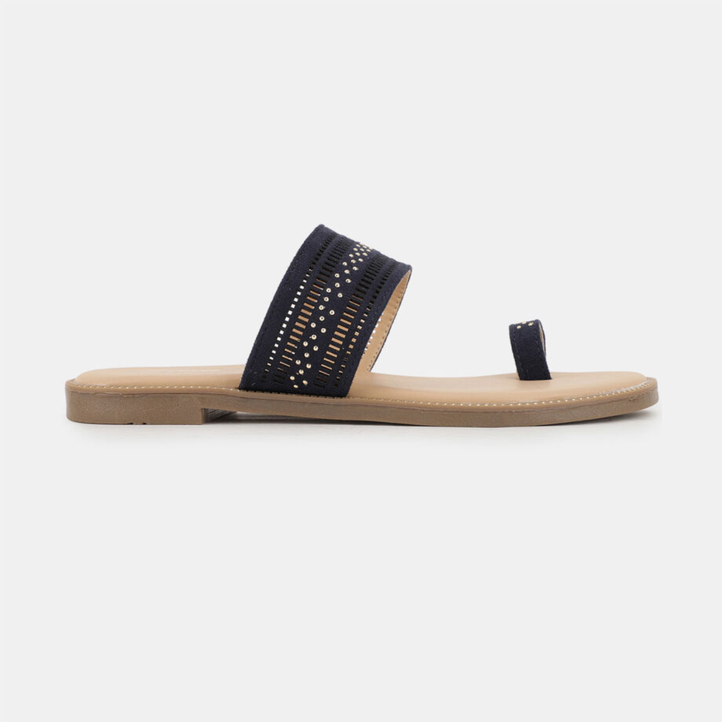 Women's Bata Embellished Toe Ring Flat Slippers