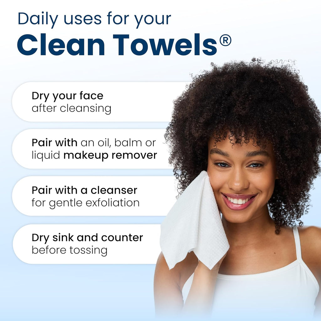 Clean Towels XL®, Travel Pack 100% USDA Biobased Disposable Face Towel, Eczema Association Accepted,Dry Wipes, Tsa-Approved Travel Essential (1, 40 Count(Pack of 40))