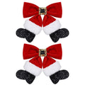 Red Velvet Ribbon Hair Bows 2Pc Glitter Sparkly Christmas Santa Claus Decor Hair Clip Barrettes Alligator Hairpins Holiday Party Dress Decor Accessory for Girls Women Xmas Gift