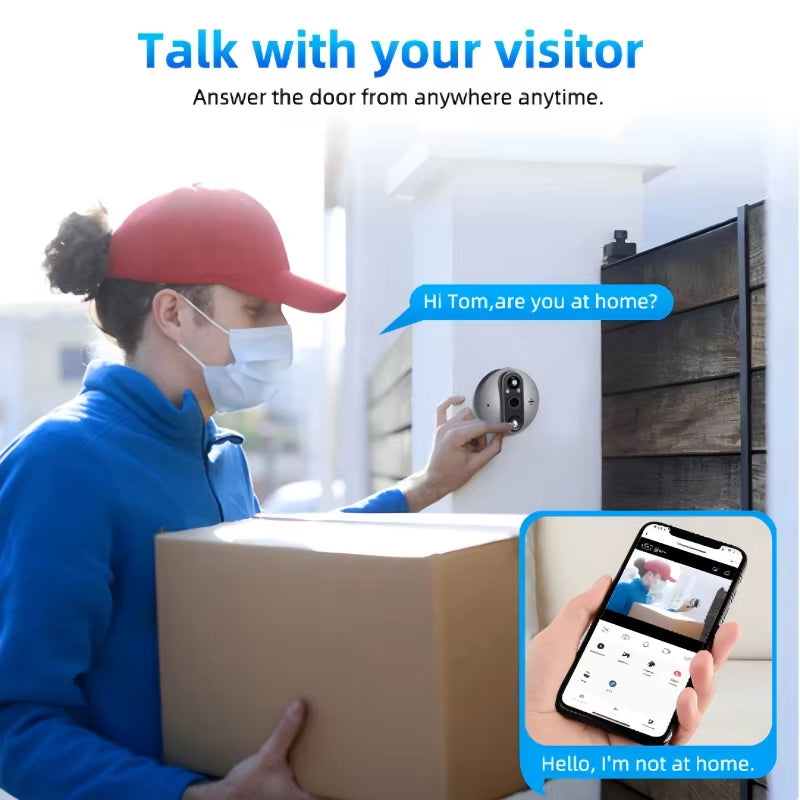 Tuya Smart Life Wifi Peephole Door Camera 3MP 1080P Digital Viewer with 5000Mah Battery PIR Motion Detection IR Night Vision For