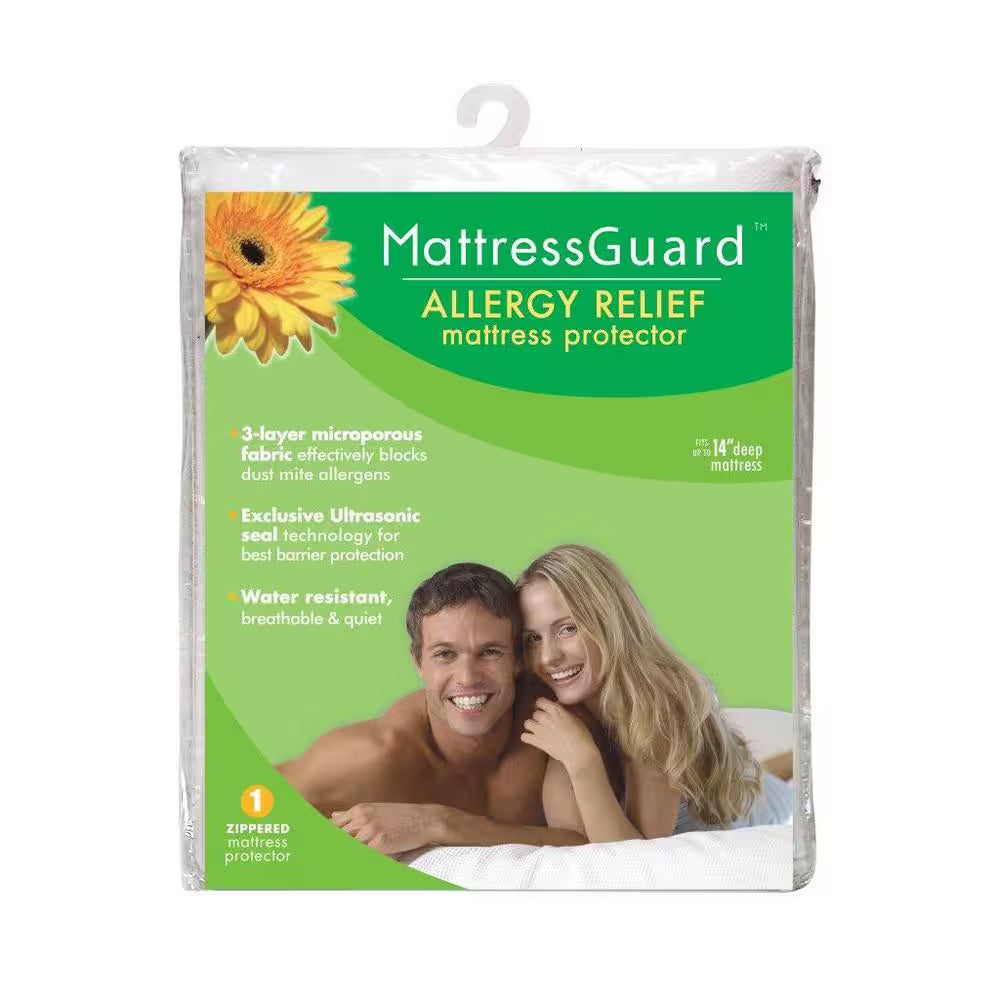 Mattress Guard Polyester Allergy Relief Zippered Cal King Mattress Protector