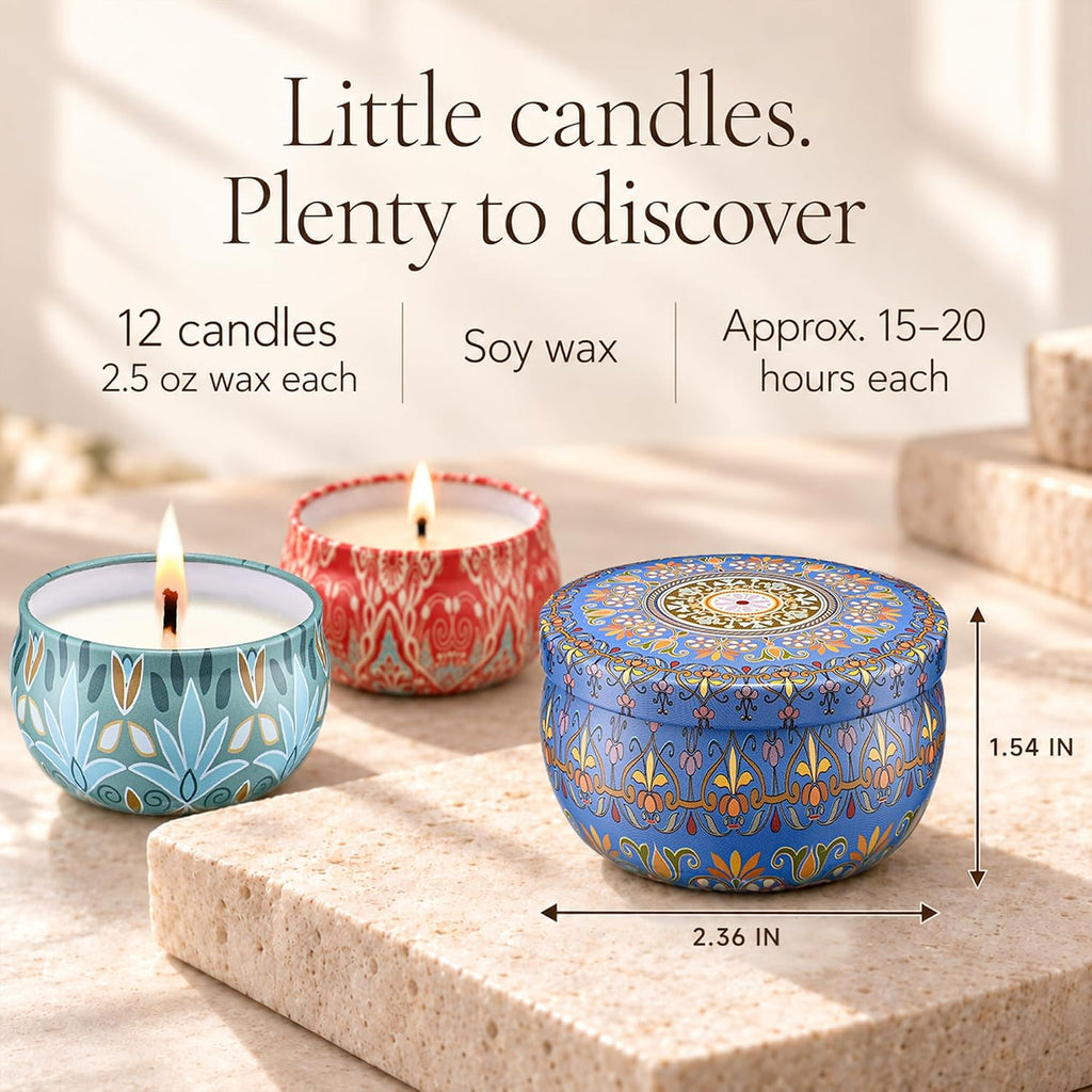 Painted Garden Scented Candles Gift Set for Women, 12 Pack