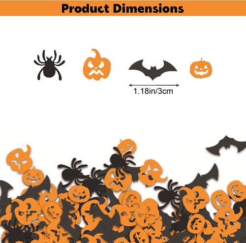 100Pcs Halloween Confetti Decorations,Halloween Party Table Scatter Confetti Sprinkles Orange Pumpkin Black Spider Bat Confetti for Halloween Party Supplies Trick or Treat Tabel Decor
