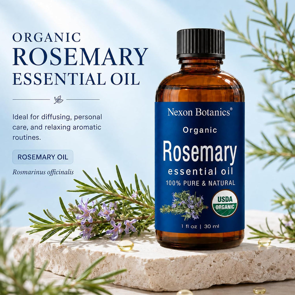 Organic Rosemary Essential Oil 30 Ml - 100% Pure & Natural - Hexane Free