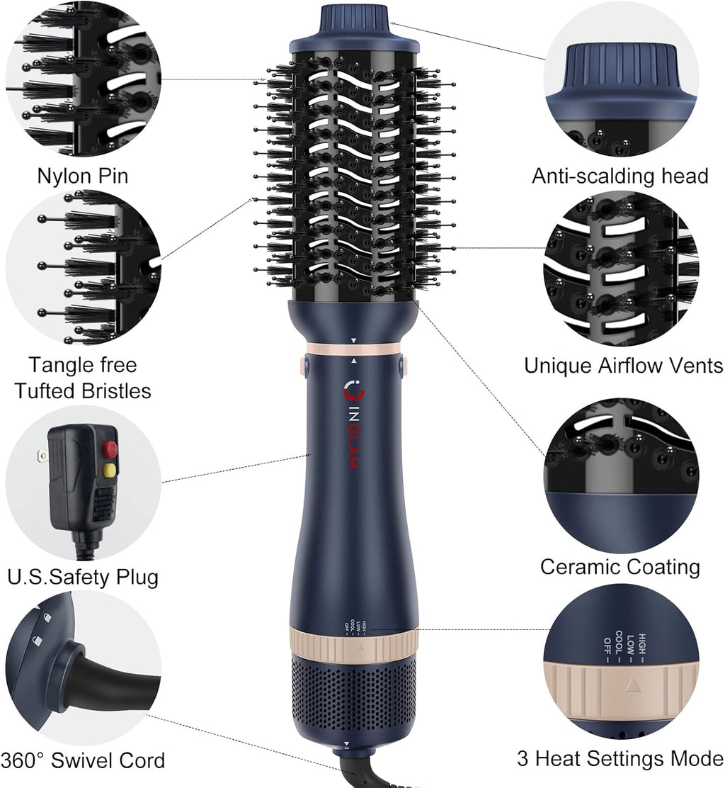 Hair Dryer Brush Set, Interchangeable 4-In-1 Blowout Brush Kit
