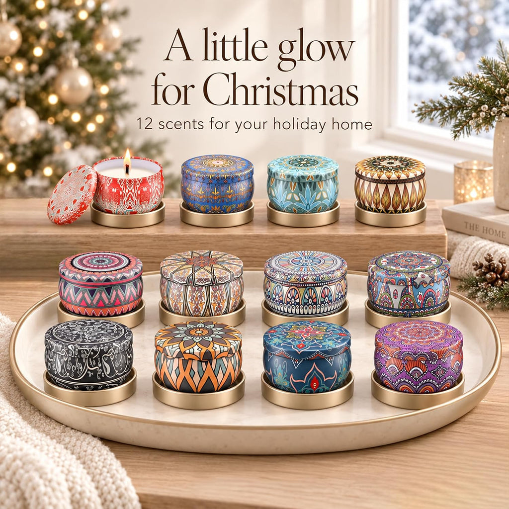 Painted Garden Scented Candles Gift Set for Women, 12 Pack