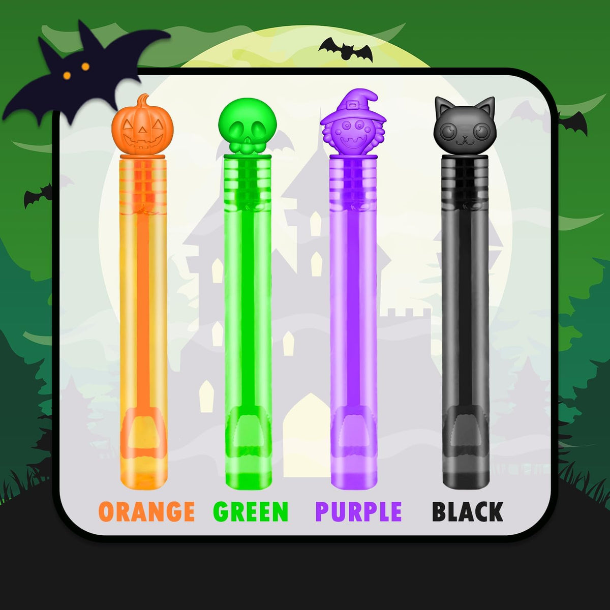 Halloween Treats Non Candy for Toddlers 24 PCS, Mini Bubble Wands Prizes Toys Gifts Bags for Kids, Small Halloween Birthday Classroom Party Basket Goody Bag Stuffer Trinkets Stuff for Boys Girls