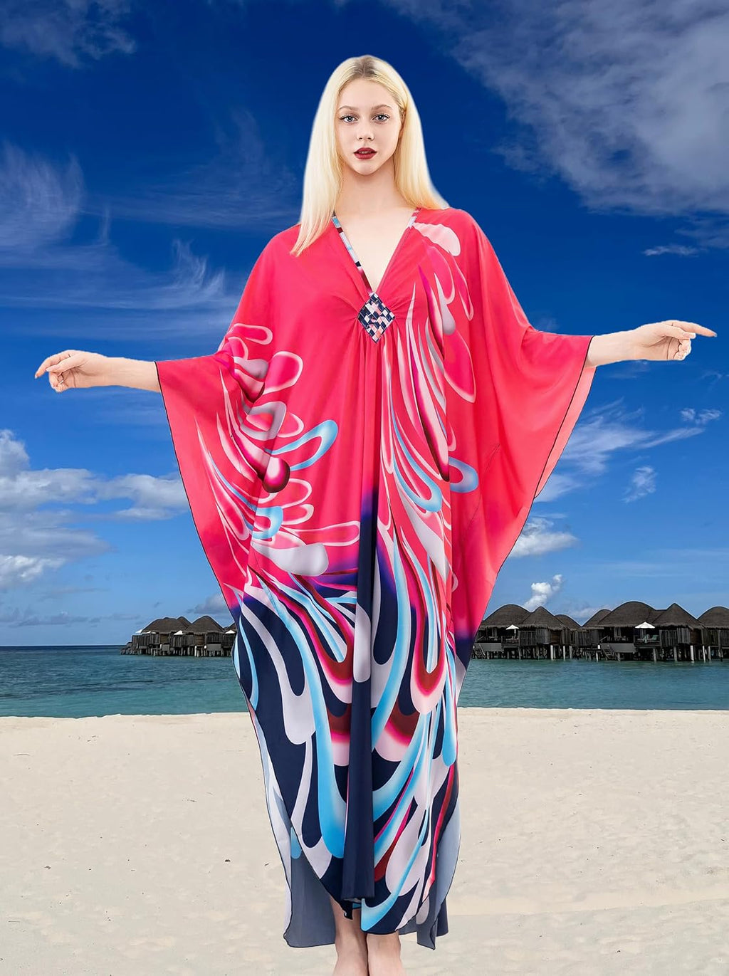 Kaftan Dresses for Women, plus Size Caftan, V-Neck Batwing Dress