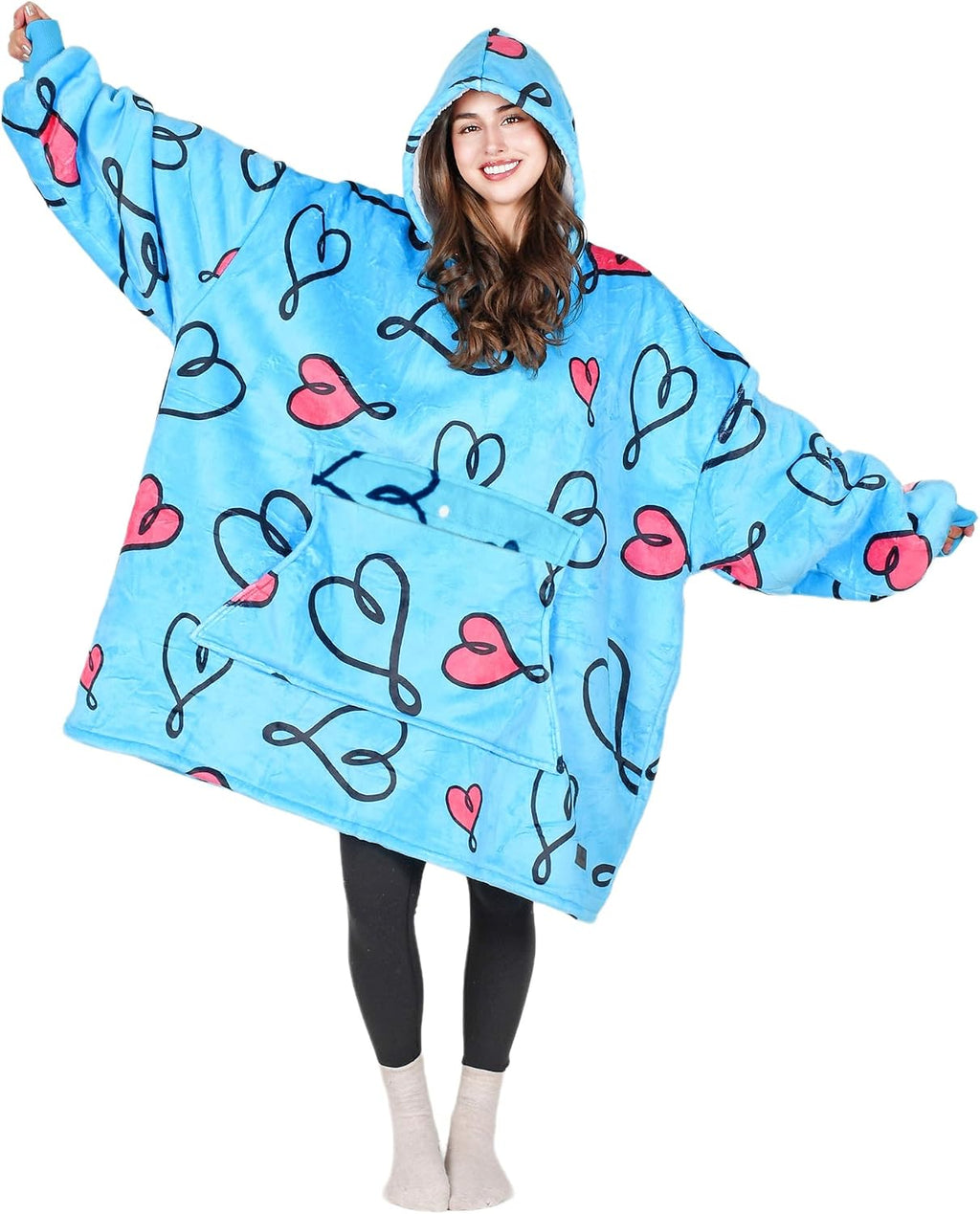 Oversized Blanket Hoodie, Wearable Fluffy Sherpa Blanket