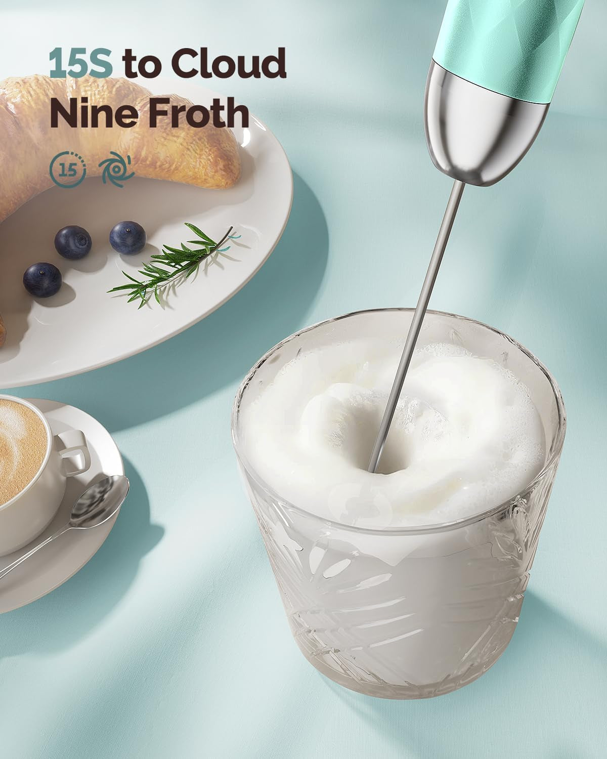 Lunafro 2.0 Rechargeable Milk Frother, Stepless Speed Control