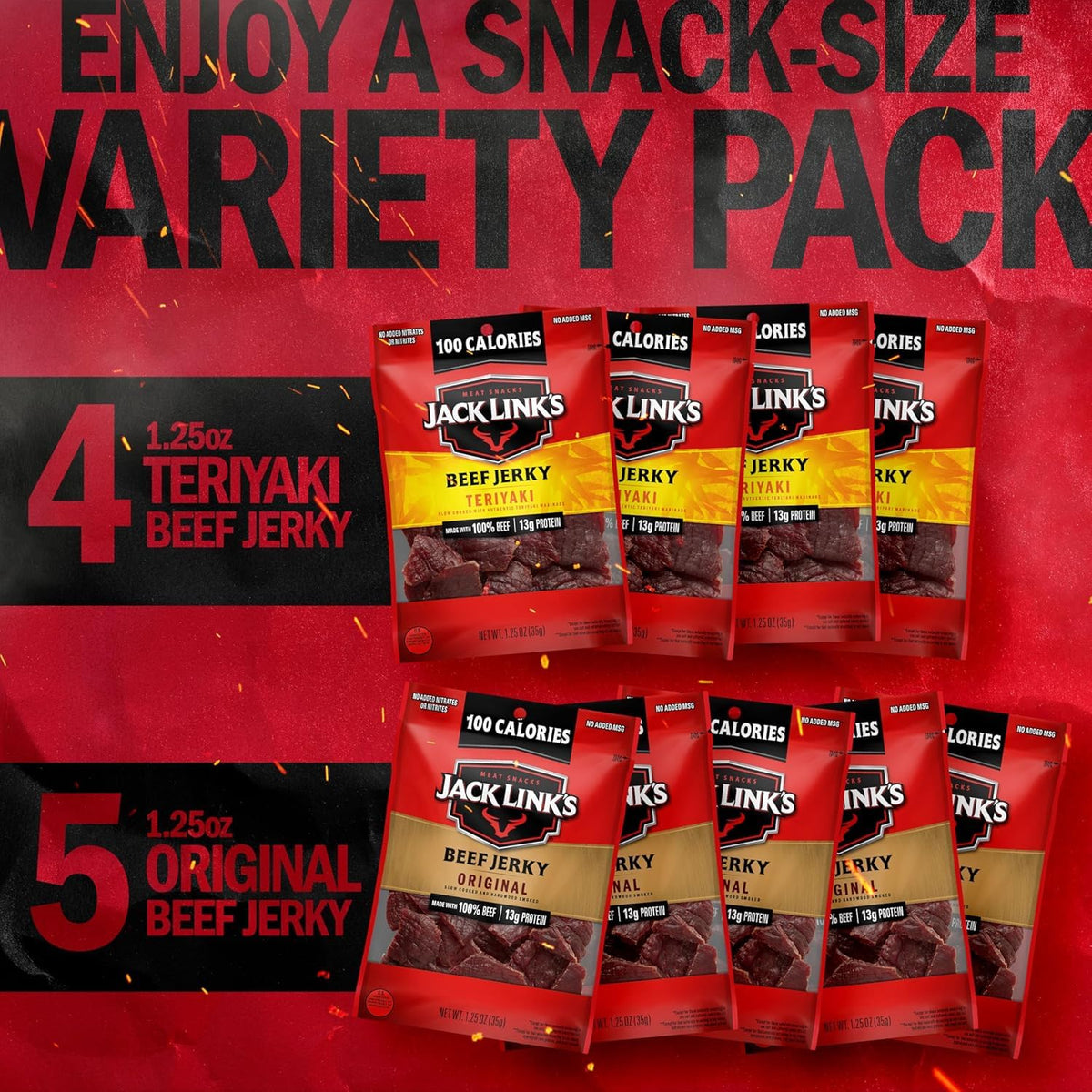 Beef Jerky Variety Pack - Original and Teriyaki - 9Pk 1.25Oz