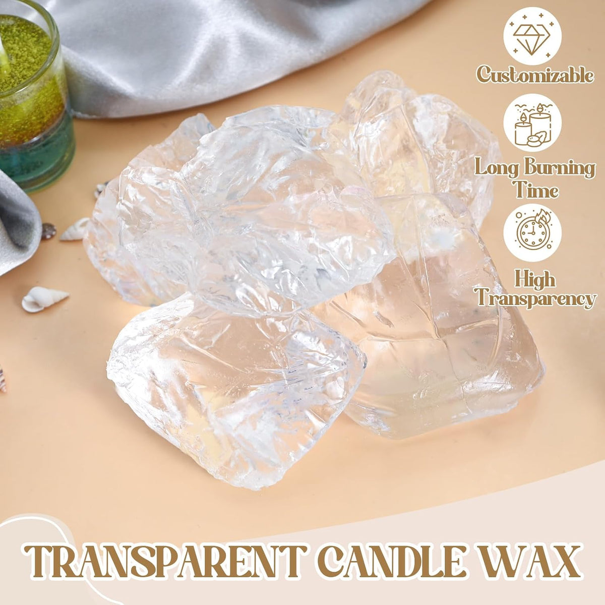 Jelly Candle Making Kit, DIY Candle Making Kit for Adults, 1.5 Lb Gel Wax for Candle Making, DIY Jelly Wax Melts, Candle Wick, Dried Flowers, Conch, Sand, Dye, Crafting Valentine'S Day Gift