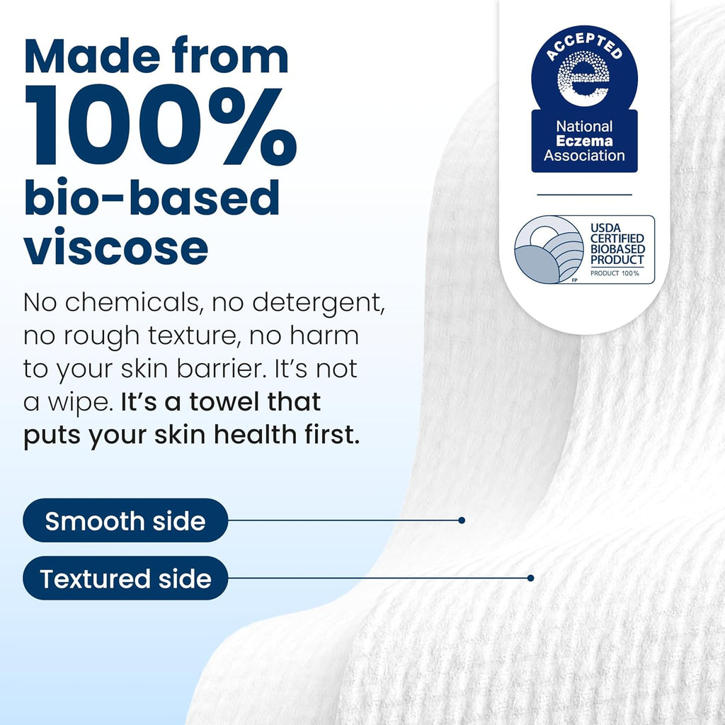 Clean Towels XL®, Travel Pack 100% USDA Biobased Disposable Face Towel, Eczema Association Accepted,Dry Wipes, Tsa-Approved Travel Essential (1, 40 Count(Pack of 40))