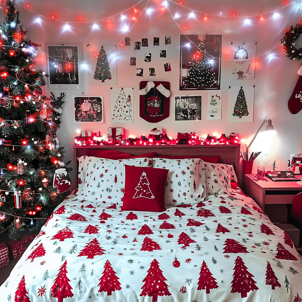 Connectable 100 LED Red and White Christmas Lights with 8 Modes