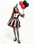 Girls Clown Costume, Halloween Scary Clown Costume, Family Matching Bloody Jester Dress for Girls Halloween Dress Up, Role Play, Cosplay Party