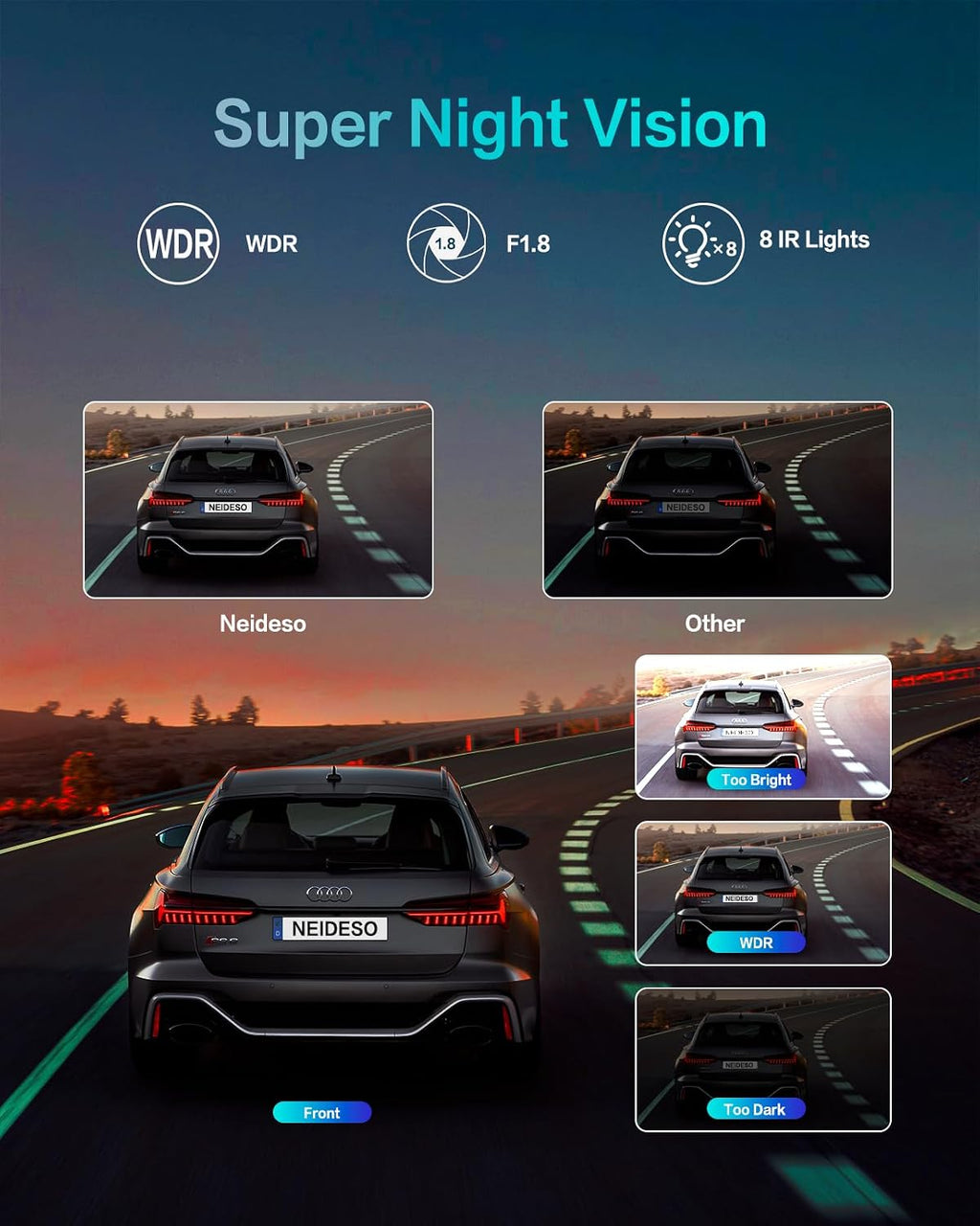 360° View 4K 2160P Dash Cam Front and Rear, 4 Channel Dash Camera for Cars, AI Fatigue Driving Monitor, 5G Wifi GPS, 8 IR Lamps Night Vision, Free 64G Card Included, 24H Parking Mode, N700Pro