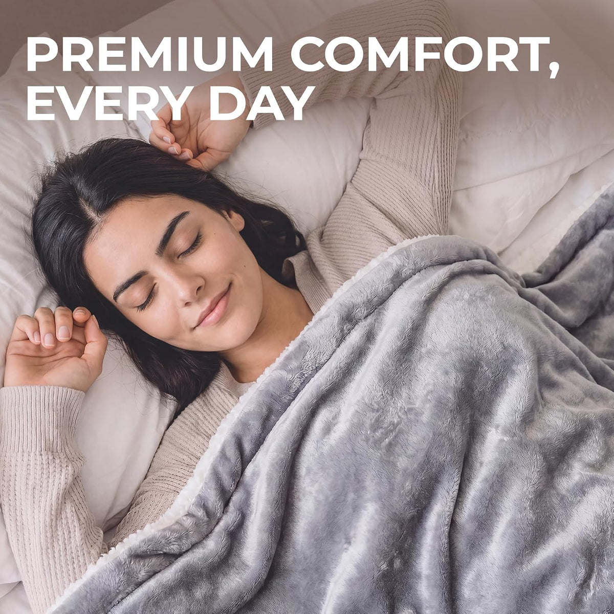 Electric Heated Throw Blanket 50"X60", 8Ft Cord, 6 Heat Levels