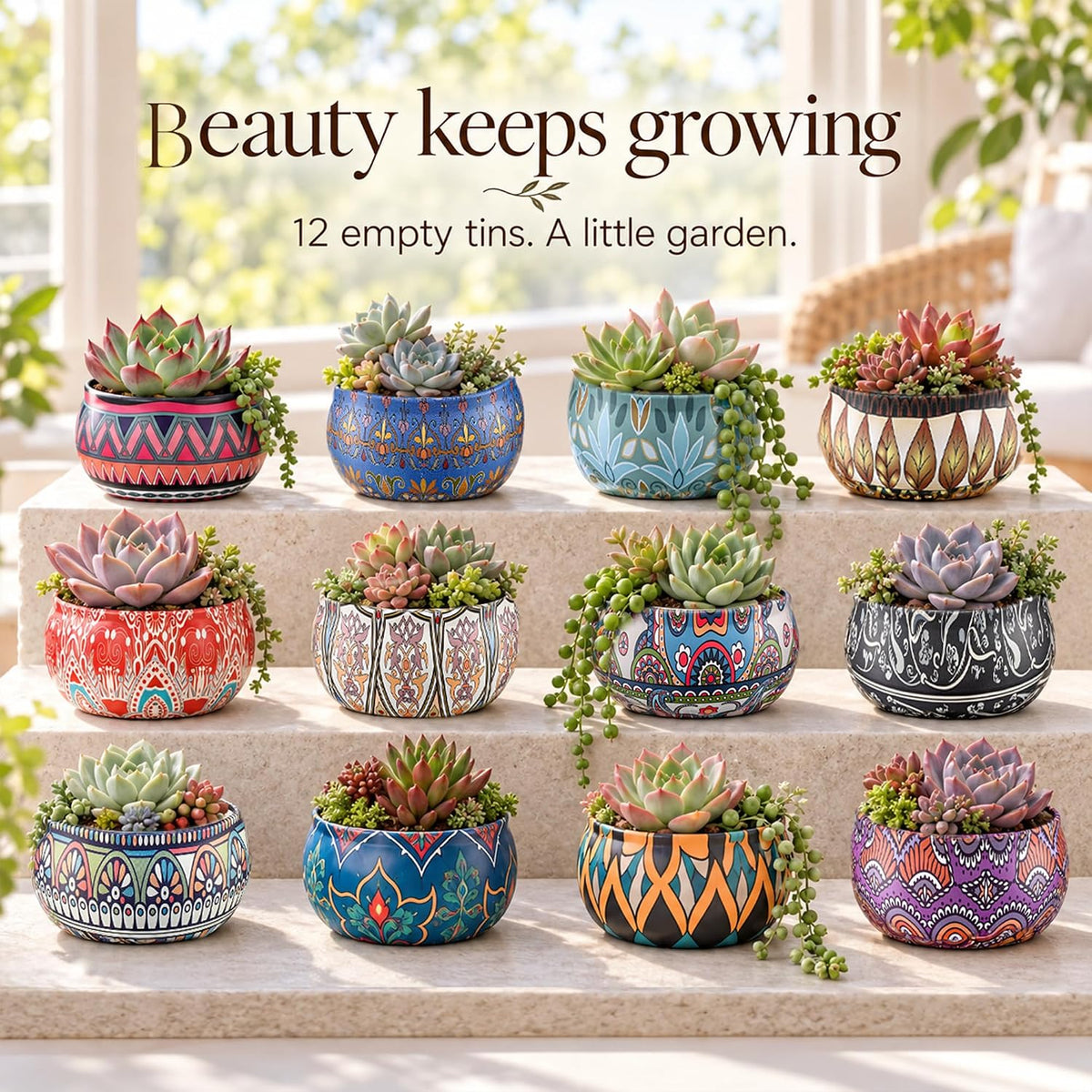 Painted Garden Scented Candles Gift Set for Women, 12 Pack
