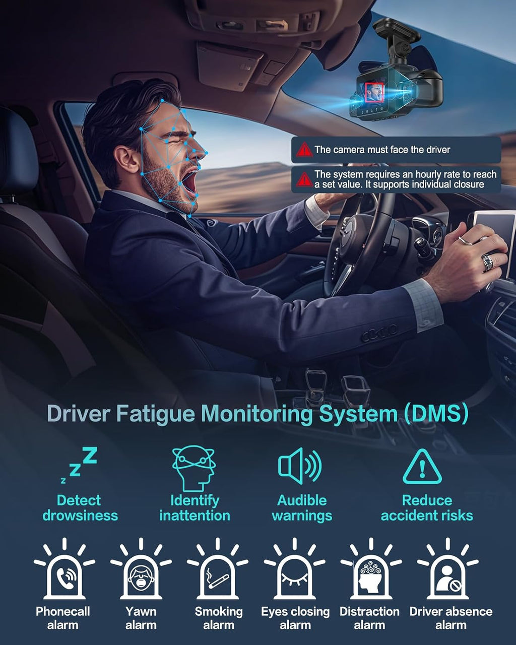 360° View 4K 2160P Dash Cam Front and Rear, 4 Channel Dash Camera for Cars, AI Fatigue Driving Monitor, 5G Wifi GPS, 8 IR Lamps Night Vision, Free 64G Card Included, 24H Parking Mode, N700Pro