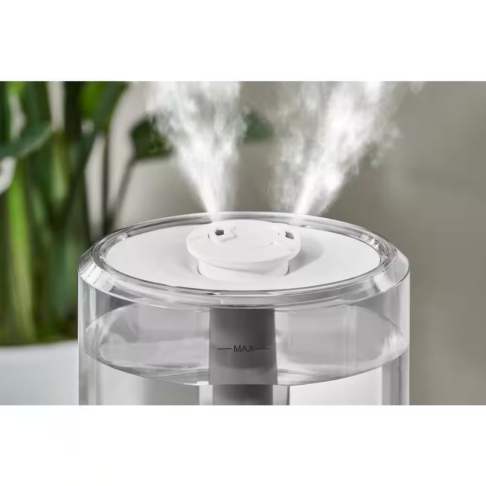 1 Gal. Ultrasonic Humidifier 360 Degree Turning Dual Nozzle Cool Mist for Medium Room in White