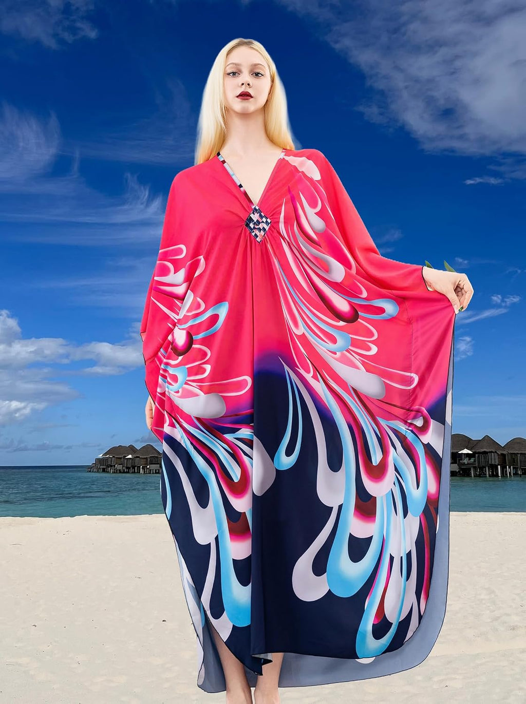 Kaftan Dresses for Women, plus Size Caftan, V-Neck Batwing Dress