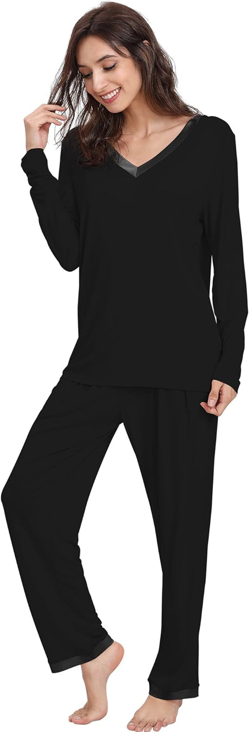 Women'S Bamboo Viscose Long Sleeve Pajamas Set