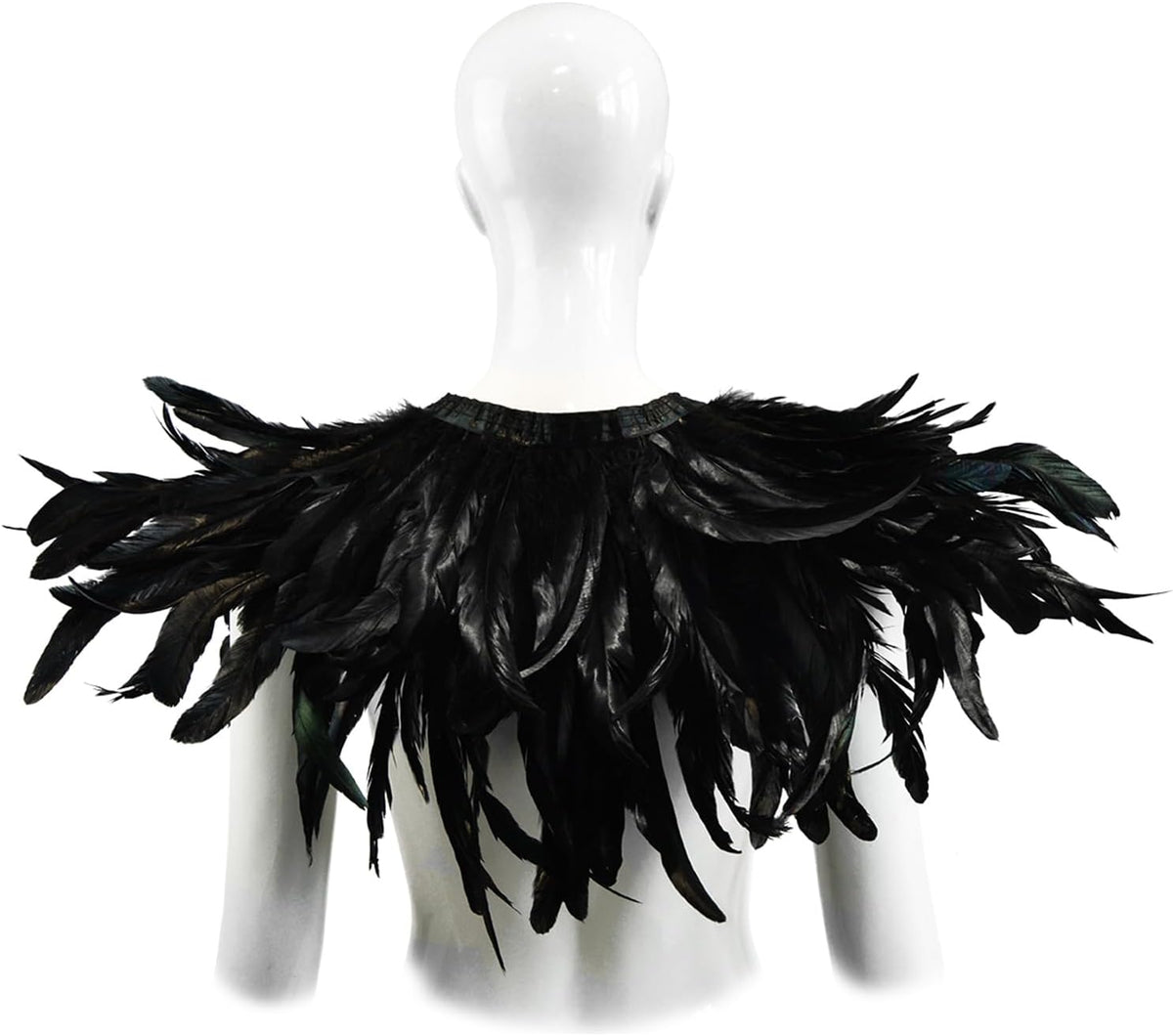 Black Witch Feather Collar Crow Shawl Costume Halloween Swan Wings Accessories Cape for Women