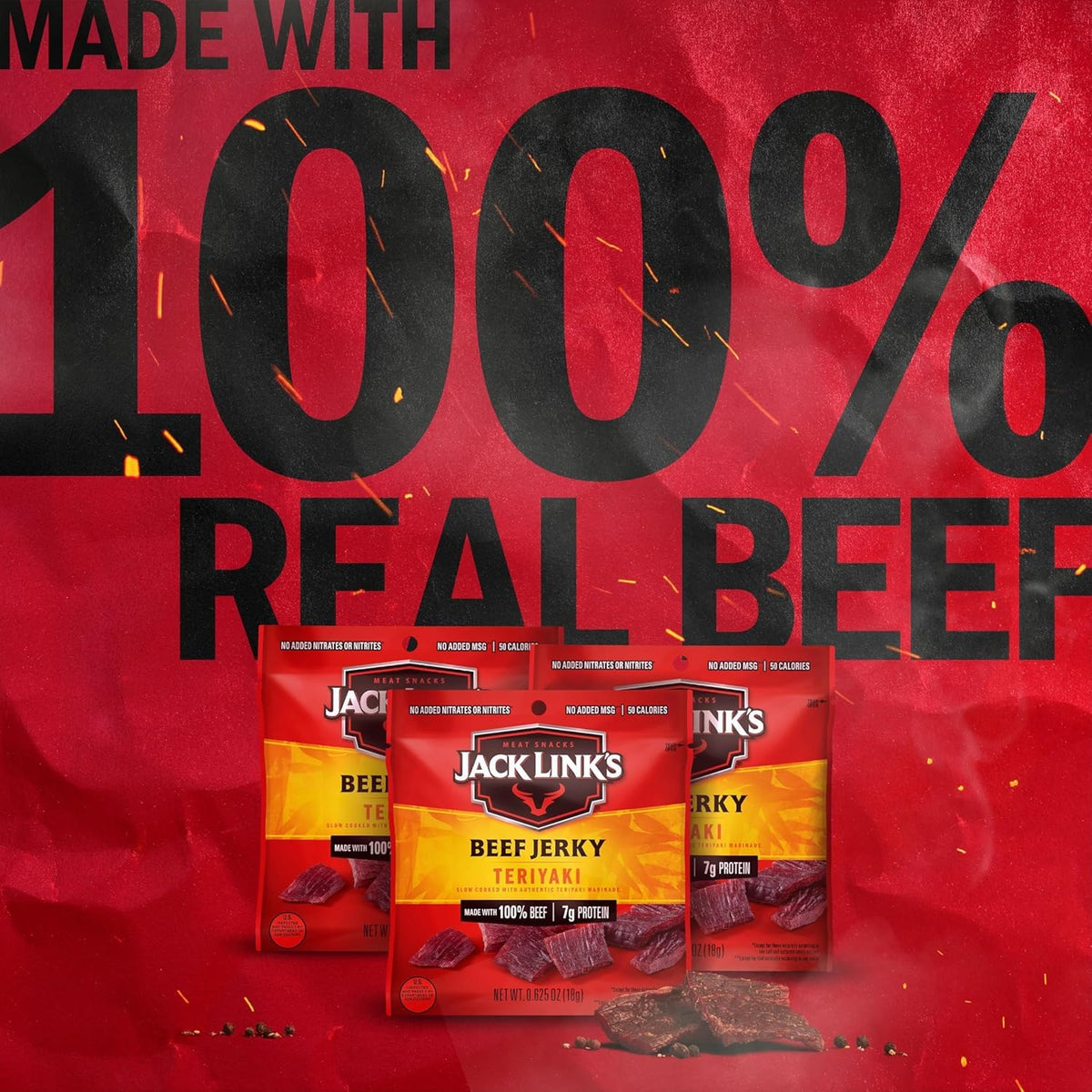 Teriyaki Beef Jerky - (2 Pack) 9 Oz Bag - Ready to Eat Protein Snacks - 11G Protein per Serving - Made with 100% Real Beef