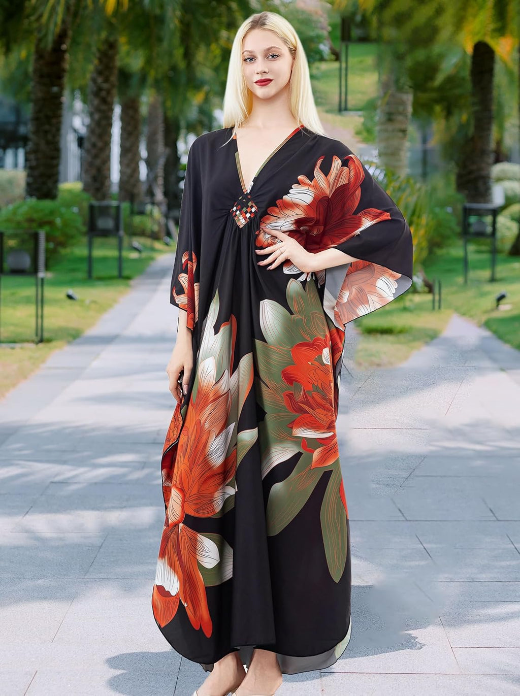 Kaftan Dresses for Women, plus Size Caftan, V-Neck Batwing Dress