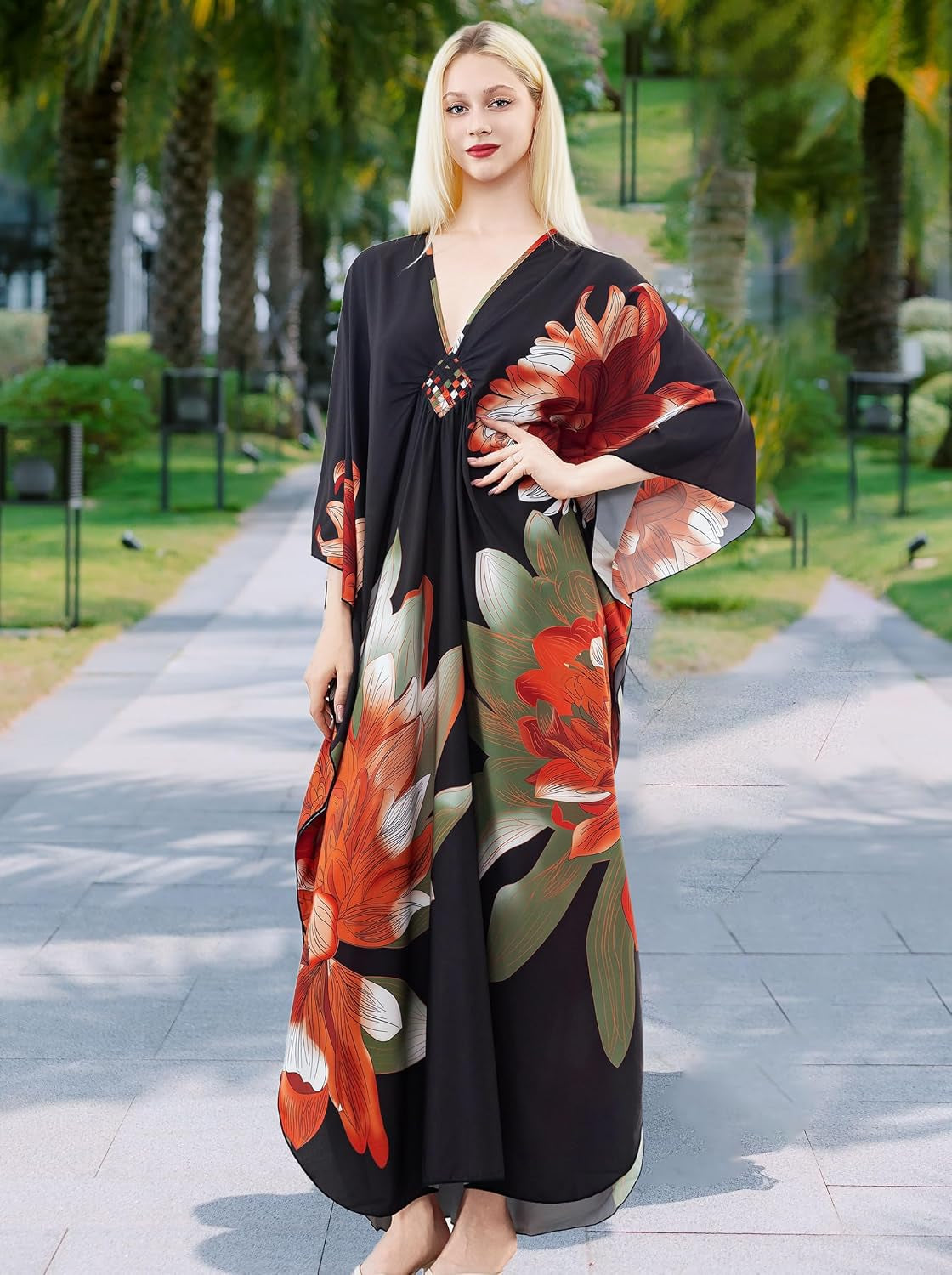 Kaftan Dresses for Women, plus Size Caftan, V-Neck Batwing Dress