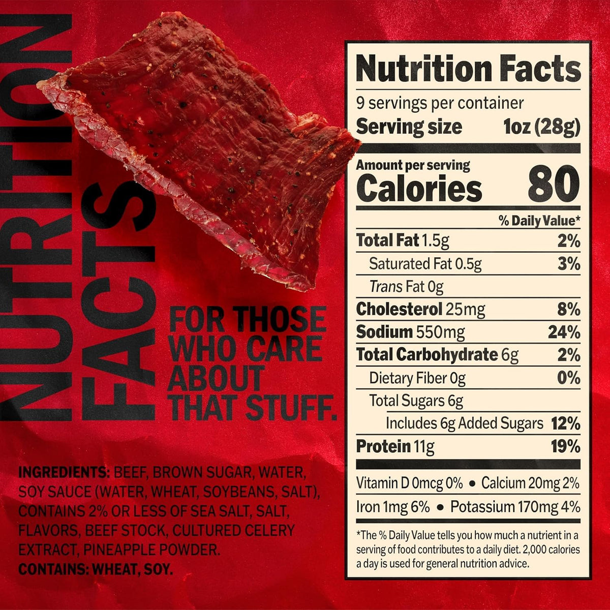 Teriyaki Beef Jerky - (2 Pack) 9 Oz Bag - Ready to Eat Protein Snacks - 11G Protein per Serving - Made with 100% Real Beef