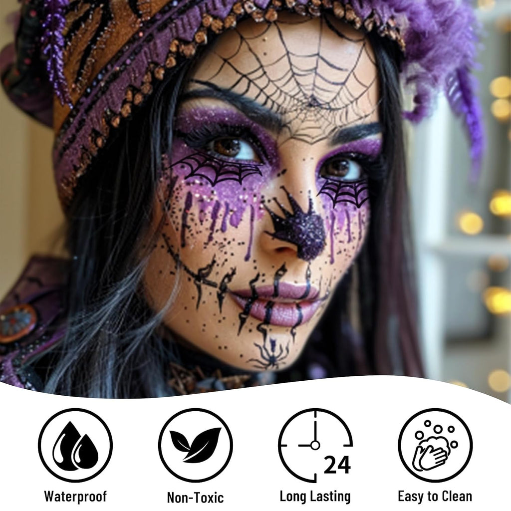 Halloween Face Body Paint Kit, Professional Oil Based Face Painting for Witch Ursula Spider Skull Skeleton Clown Goth Costume Cosplay Stage SFX Makeup