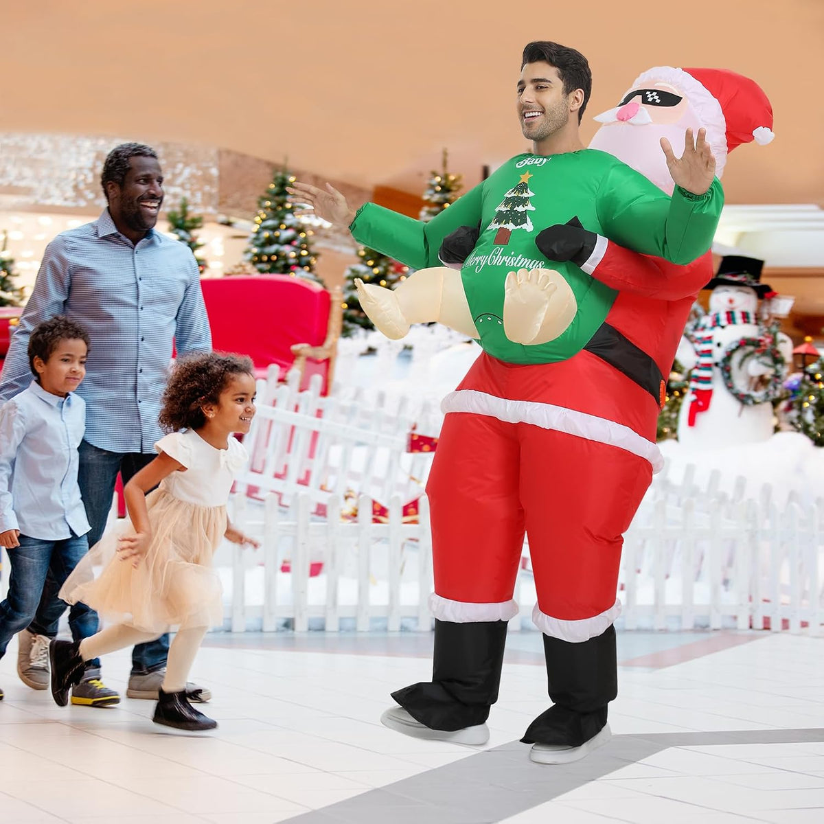 Inflatable Santa Costume for Adult, Christmas Inflatable Costume Santa Claus Blow up Costumes for Men Women Christmas Cosplay Party
