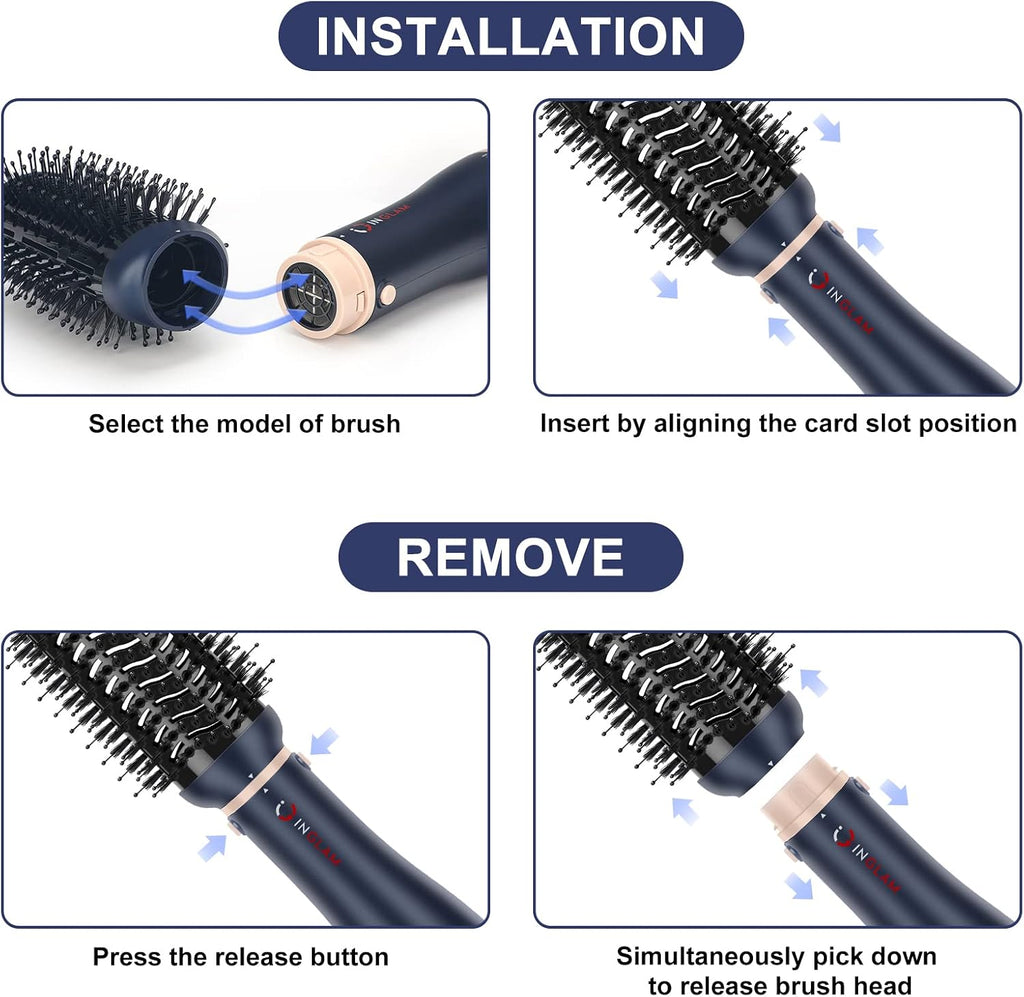 Hair Dryer Brush Set, Interchangeable 4-In-1 Blowout Brush Kit