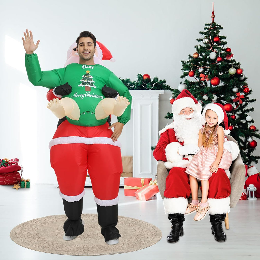 Inflatable Santa Costume for Adult, Christmas Inflatable Costume Santa Claus Blow up Costumes for Men Women Christmas Cosplay Party