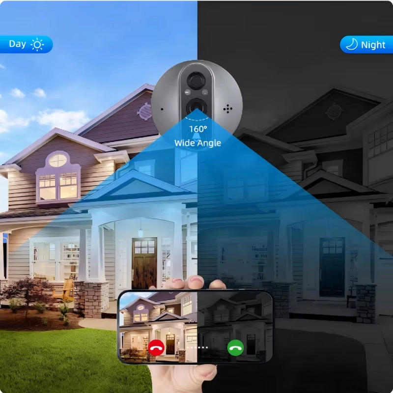 Tuya Smart Life Wifi Peephole Door Camera 3MP 1080P Digital Viewer with 5000Mah Battery PIR Motion Detection IR Night Vision For