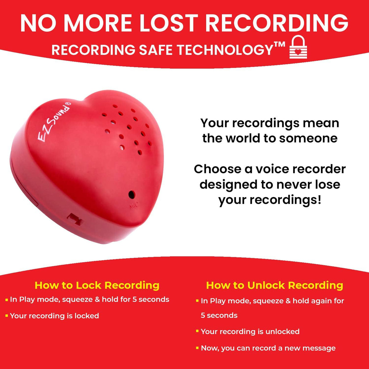 Voice Recorder for Stuffed Animal | 2 Pack - 30 Sec Voice Box for Stuffed Animal | Recording Safe Recordable Heart Button | Sound Module Insert for Build a Bear, Kids, Teddy, Toy and Gifts Red