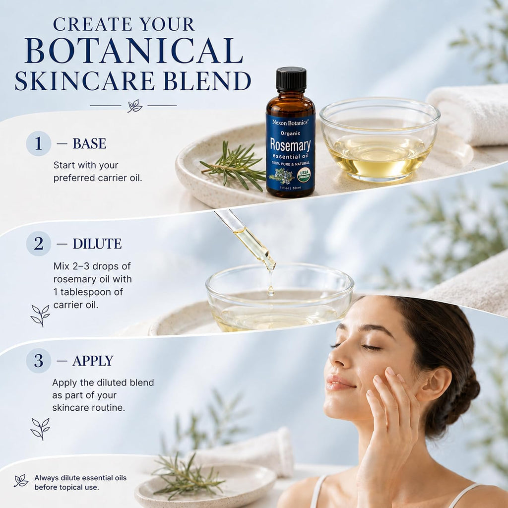Organic Rosemary Essential Oil 30 Ml - 100% Pure & Natural - Hexane Free