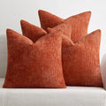 Decorative Chenille Fall Pillow Covers Burnt Orange 16X16 Pack of 4