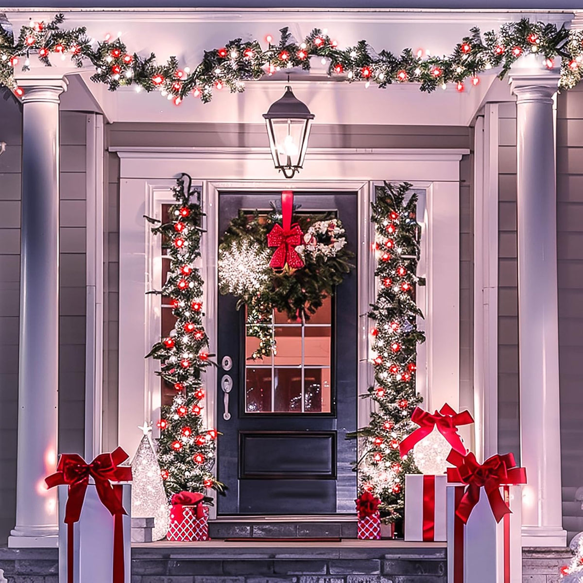 Connectable 100 LED Red and White Christmas Lights with 8 Modes