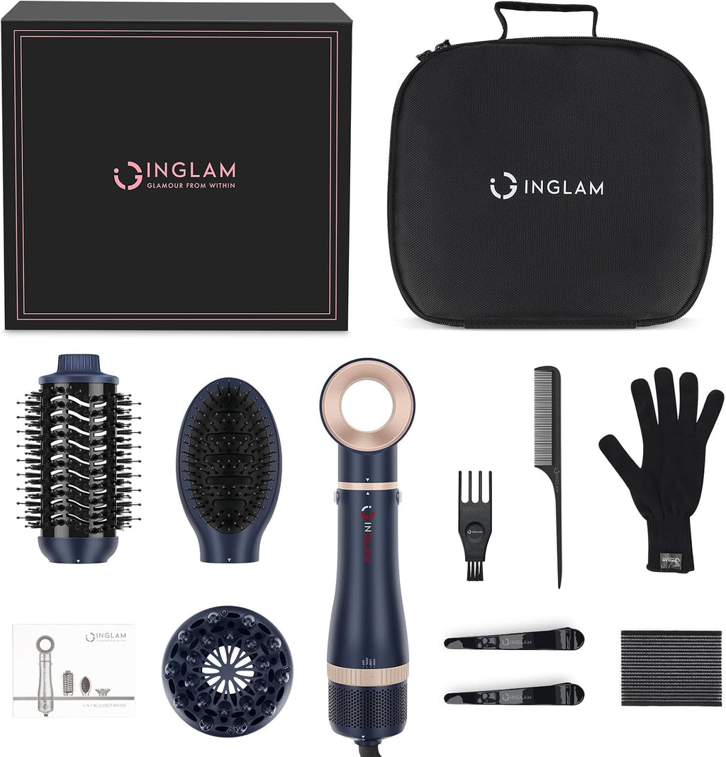 Hair Dryer Brush Set, Interchangeable 4-In-1 Blowout Brush Kit