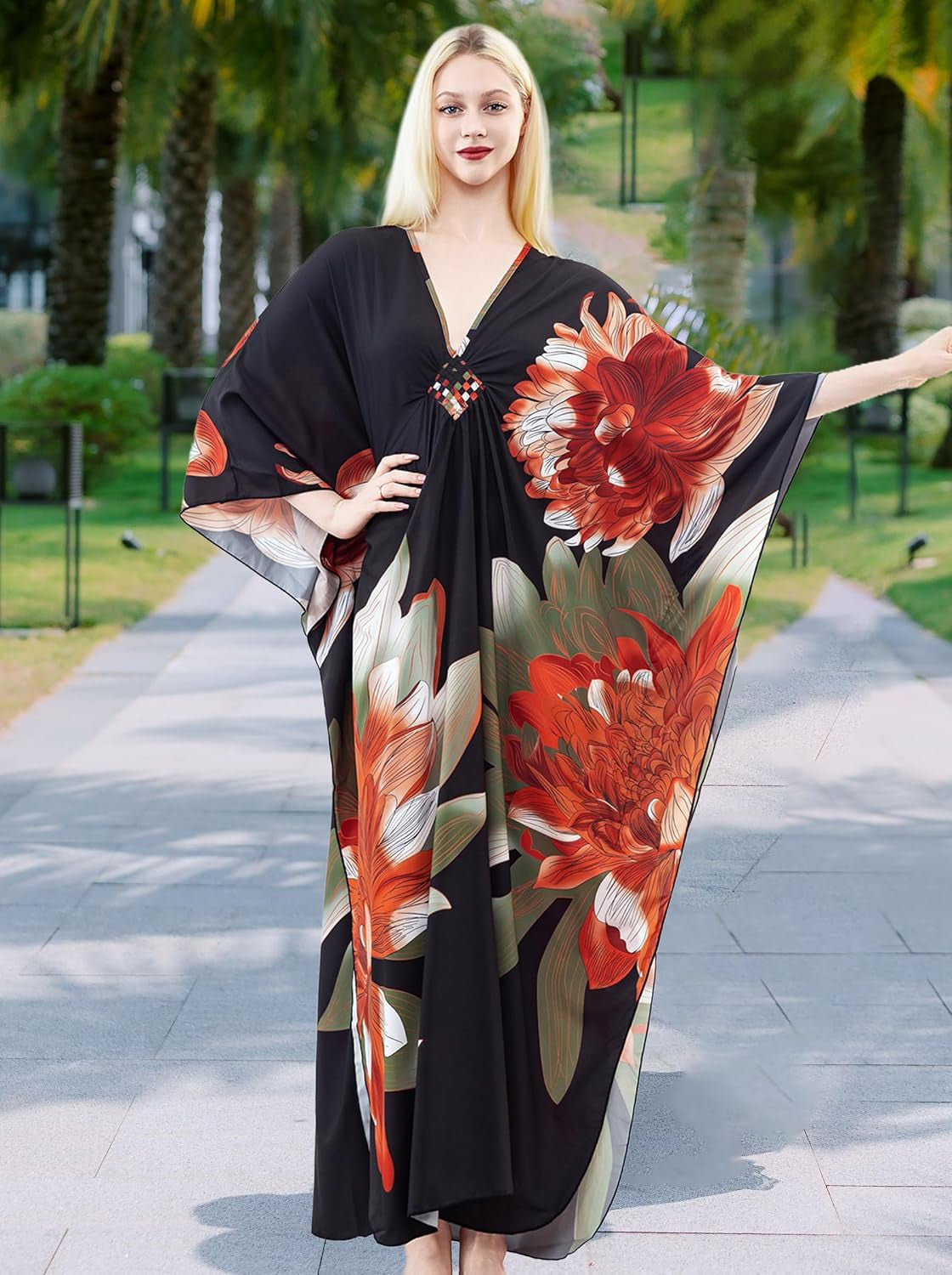 Kaftan Dresses for Women, plus Size Caftan, V-Neck Batwing Dress