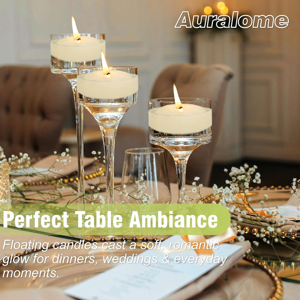 Ivory Floating Candles 3-Inch - 12 Pack Water Floating Candle Long Burning Candle Set Unscented Candles Floating for Centerpieces Wedding Dinner Thanksgiving Party Home Decor